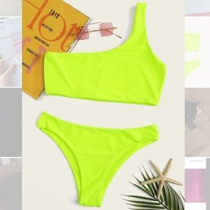 Neon Yellow Rave One Shoulder Bikini